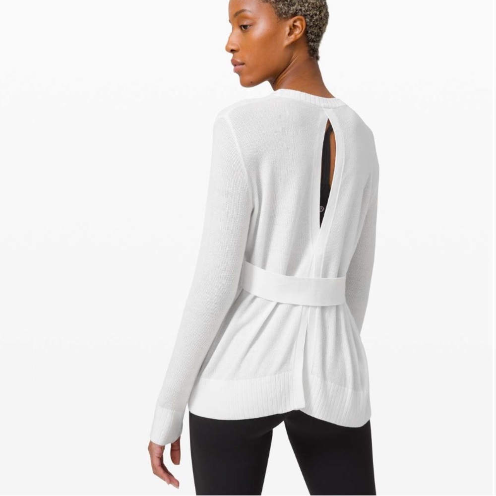 Lululemon Sincerely Yours White Cashmere Blend Sweater - Open Back Small S 6